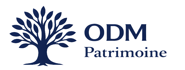 logo odm patrimoine qui représente un olivier bleu